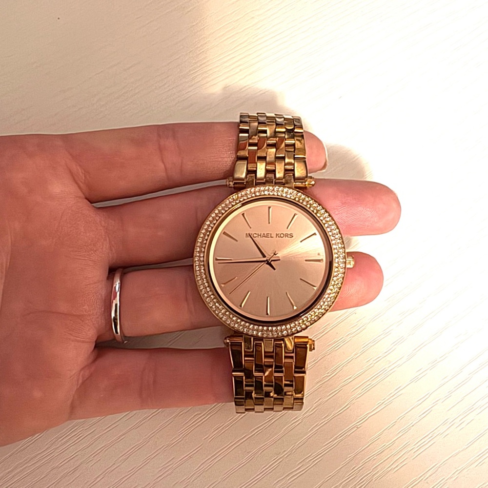 Michael Kors Darci Rose Gold-Tone Stainless Steel Watch with Crystal Accents